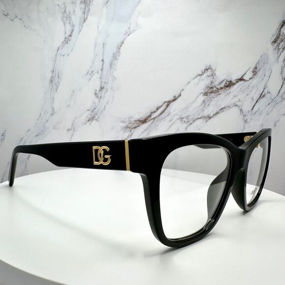 New Dolce&Gabbana Eyeglasses Black Square Gold Metal 55-18-145mm Glasses Frames main image 11